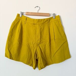 A New Day Linen Blend Shorts Yellow Green Size 14